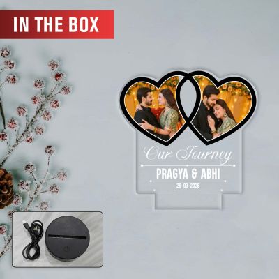 Personalized Couples UV Print Heart Shape LED Photo Lamp Multicolor Acrylic Light